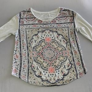 Lucky Brand White Tapestry Floral Woman's Size Medium
